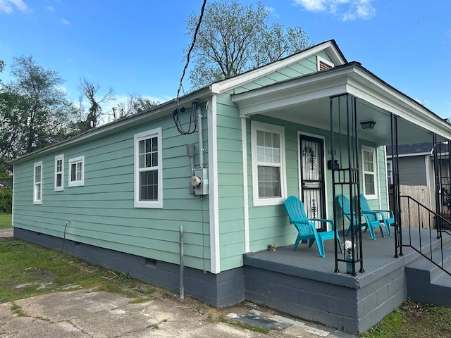 exterior space featuring covered porch