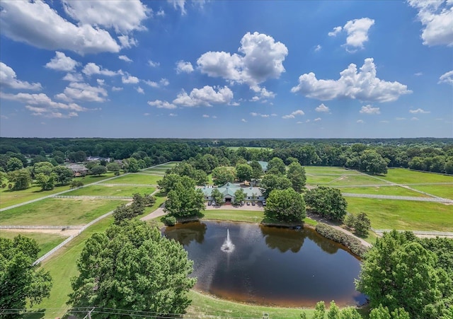 birds eye view of property with a rural view and a water view