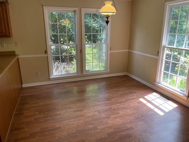 unfurnished dining area featuring hardwood / wood-style floors