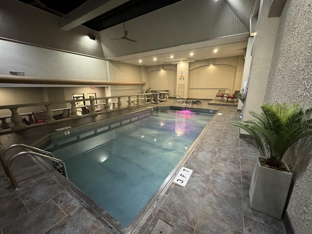 view of pool featuring a hot tub