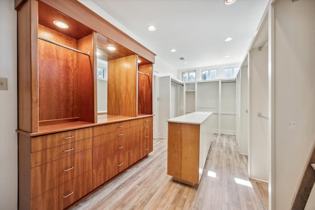 walk in closet featuring light hardwood / wood-style floors