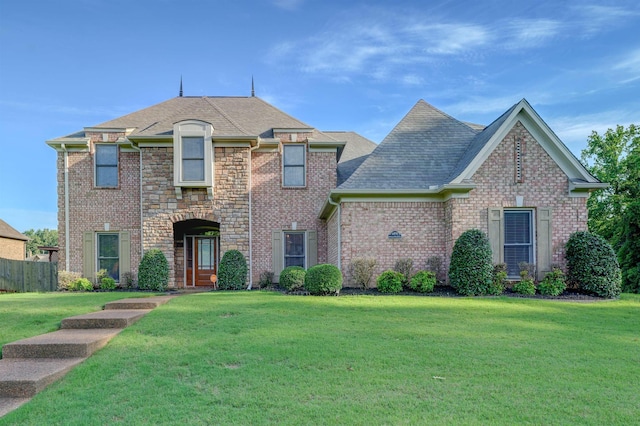 view of front of property featuring a front lawn