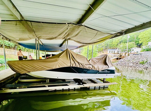 view of dock featuring a water view