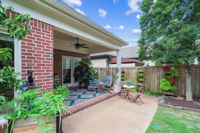 view of patio / terrace with ceiling fan