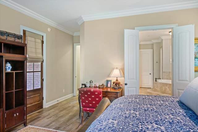 125 Millbury Ln, Eads, TN 38028 - bedroom with ensuite bath, crown molding, wood finished floors, and baseboards