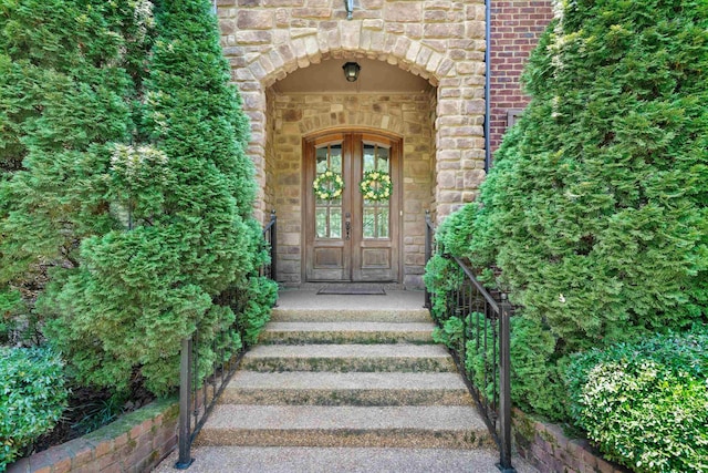 125 Millbury Ln, Eads, TN 38028 - entrance to property with french doors and stone siding