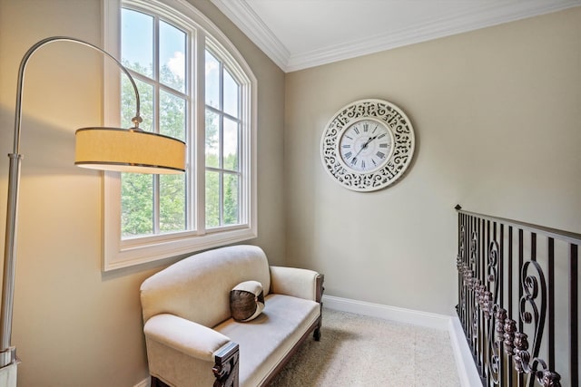 125 Millbury Ln, Eads, TN 38028 - sitting room with baseboards, ornamental molding, and carpet flooring