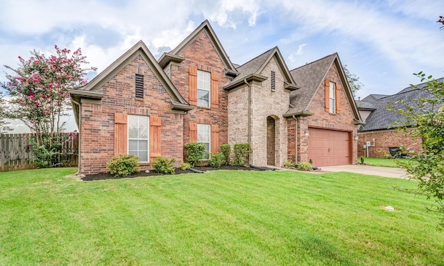 view of front of home featuring a garage and a front yard