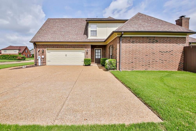 front of property featuring a garage and a front yard