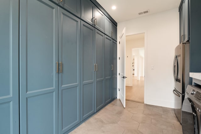 interior space featuring washer / dryer and light wood-type flooring