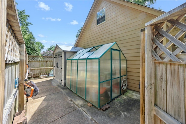 view of patio / terrace with an outdoor structure