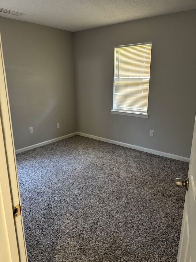 empty room featuring carpet flooring and a textured ceiling