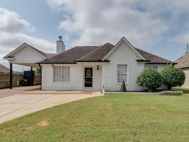 ranch-style home with a front yard