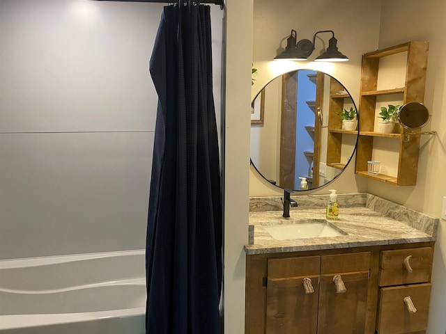 bathroom with vanity and shower / tub combo