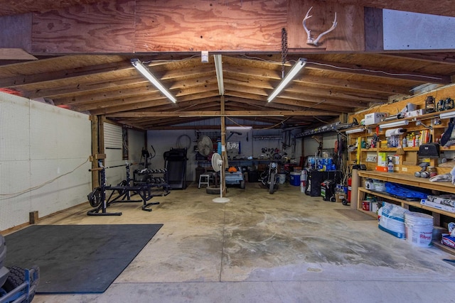 basement featuring a workshop area