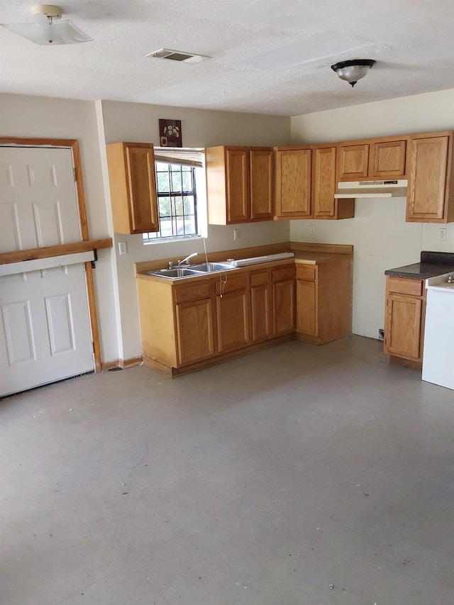 kitchen with sink and a textured ceiling