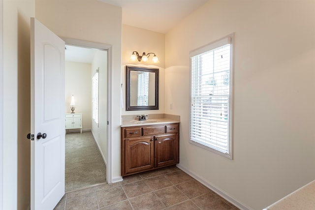 bathroom featuring vanity and tile patterned floors