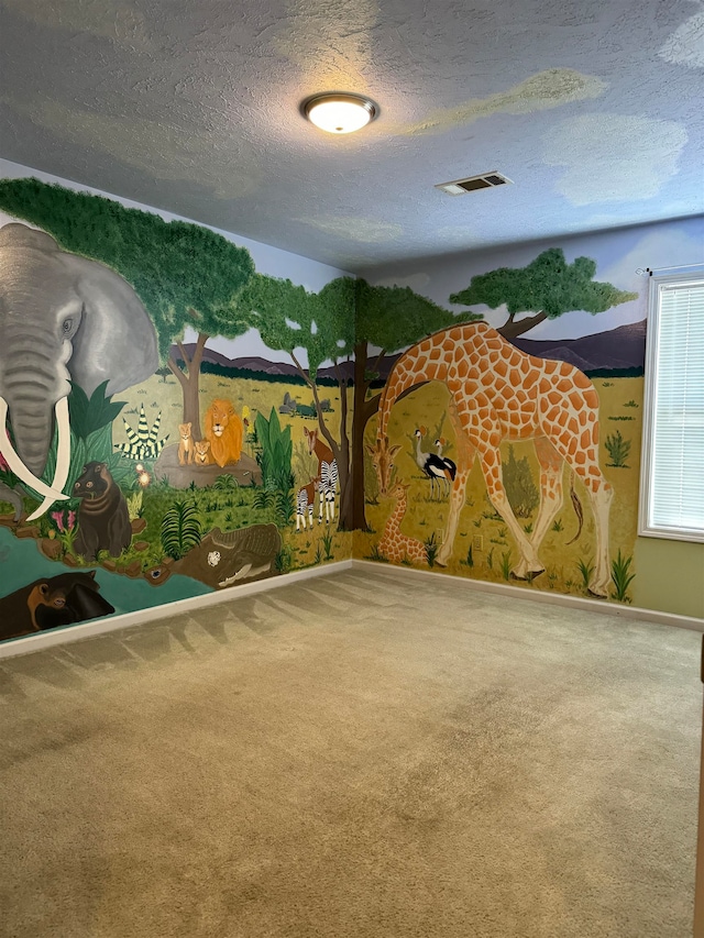 interior space with a textured ceiling