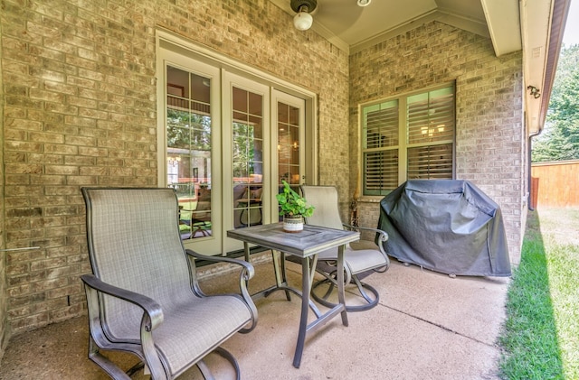 view of patio / terrace with area for grilling and french doors