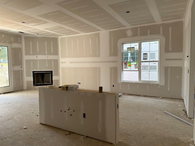 kitchen featuring a fireplace