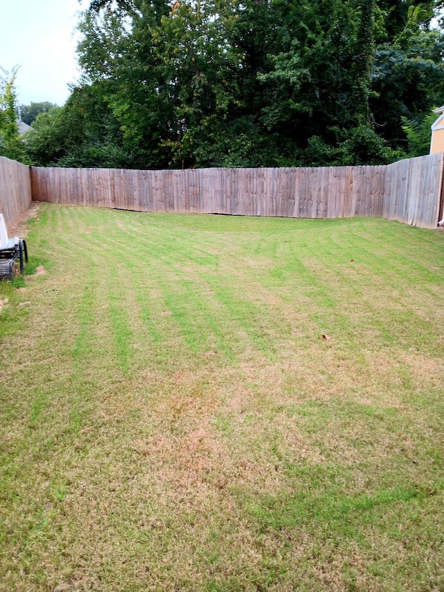 view of yard featuring a fenced backyard