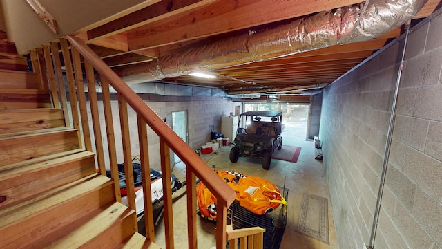 basement with stairway