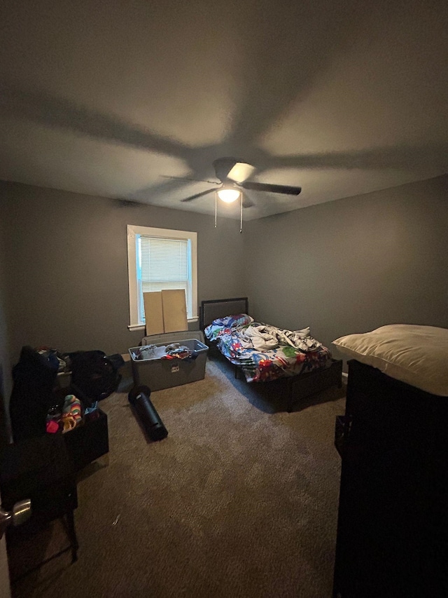 bedroom with carpet and ceiling fan