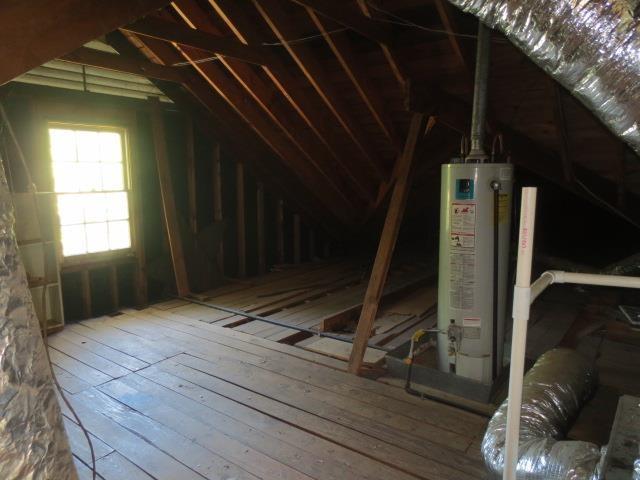 attic featuring water heater