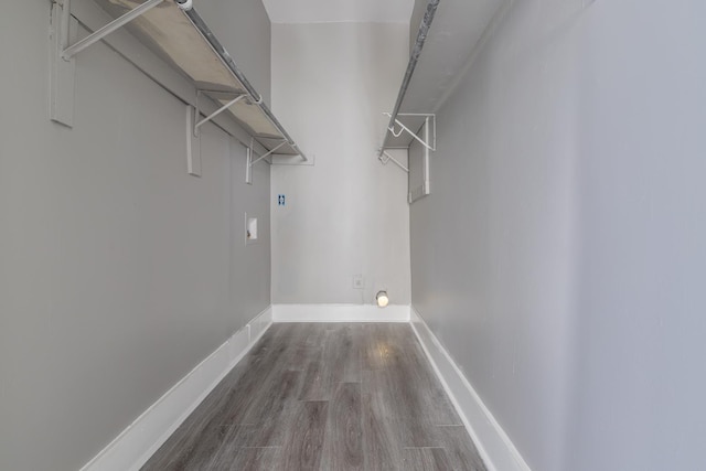 spacious closet with wood finished floors