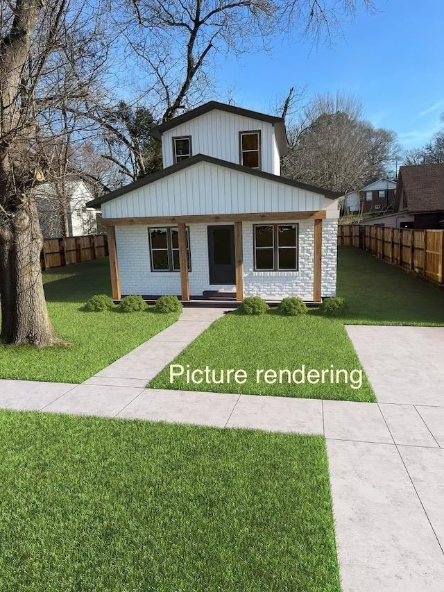 view of front of house featuring a front lawn