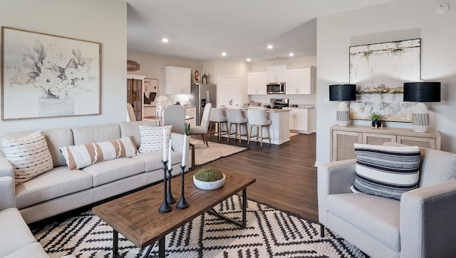 4507 Shelby Rd, Millington, TN 38053 - living area with dark wood-style floors and recessed lighting