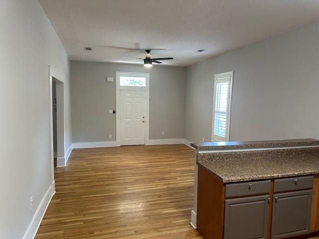 interior space featuring ceiling fan and hardwood / wood-style floors