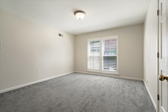 empty room featuring a textured ceiling and carpet floors