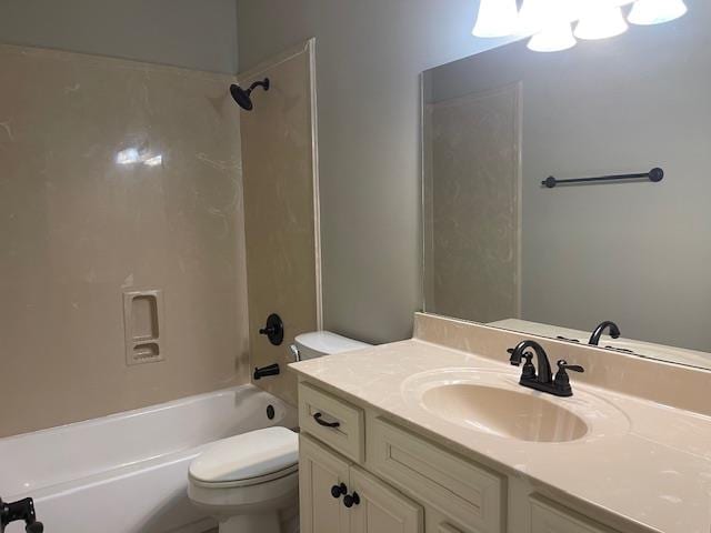 full bathroom with vanity, toilet, and shower / bathing tub combination