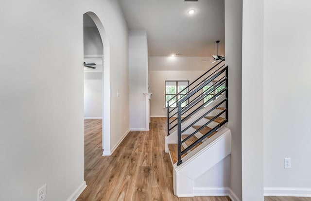 hall featuring light hardwood / wood-style flooring