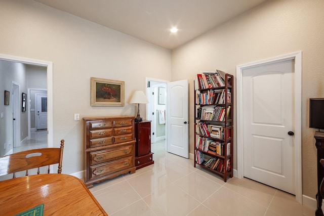 interior space with light tile patterned floors