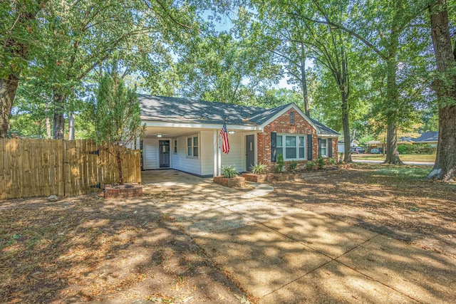 view of single story home