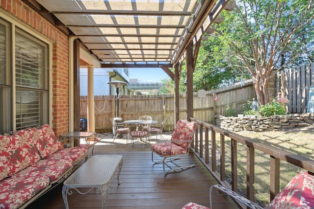 deck with a pergola