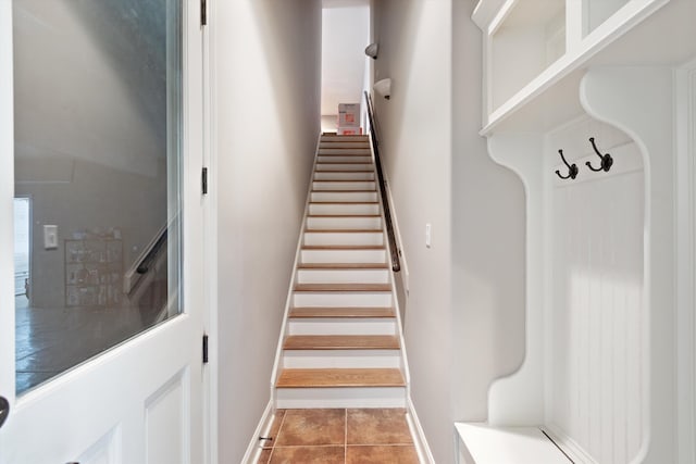 mudroom with tile patterned flooring