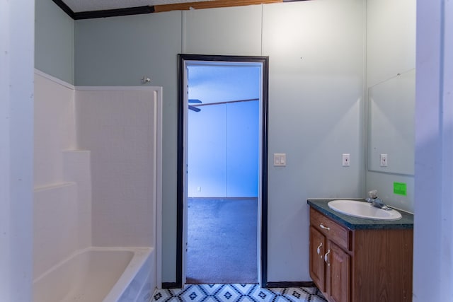 bathroom featuring vanity and bathtub / shower combination