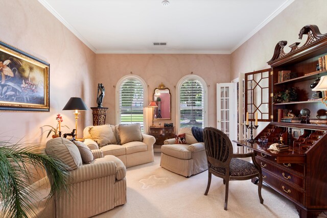 interior space with crown molding