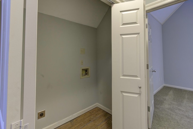 laundry area featuring washer hookup, light wood-type flooring, and electric dryer hookup