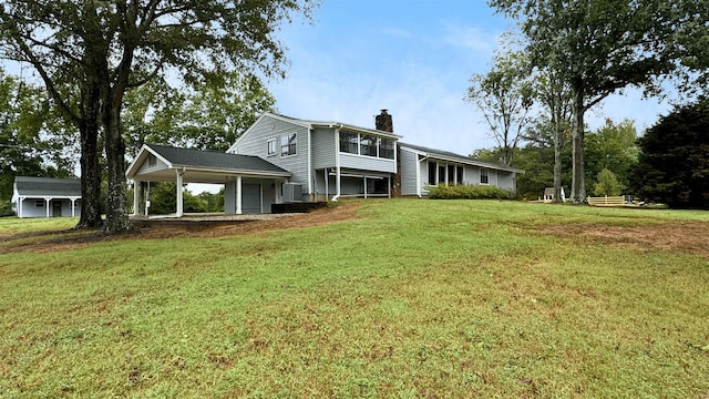 view of front of home with a front yard