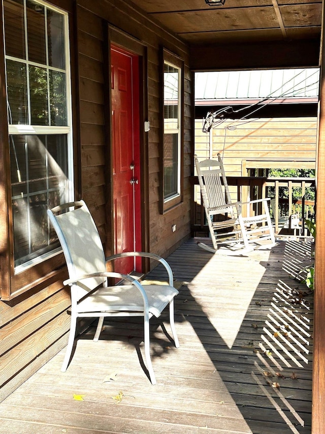 wooden deck with covered porch