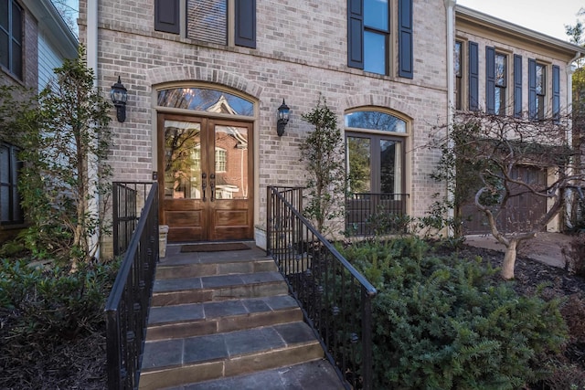 property entrance with french doors