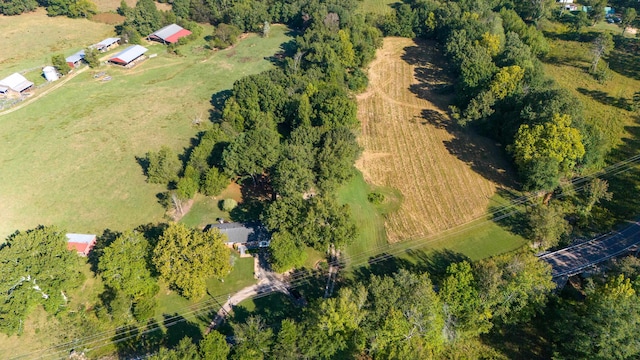 aerial view featuring a rural view