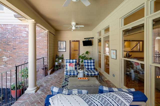 view of patio / terrace featuring ceiling fan