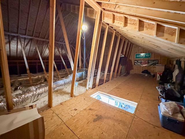 view of unfinished attic