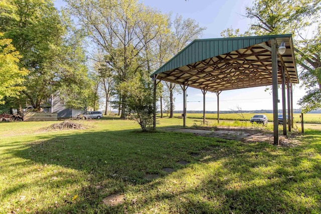 view of yard featuring a detached carport