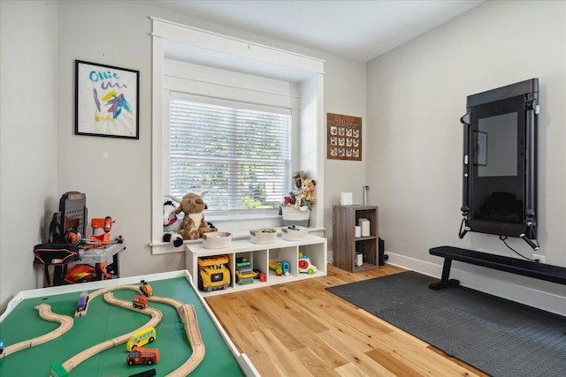 rec room featuring hardwood / wood-style floors